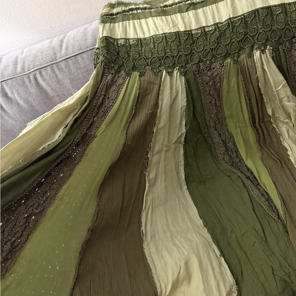 Miss Me Olive, White & Taupe Tiered Crochet Maxi Skirt - Picture 3 of 3